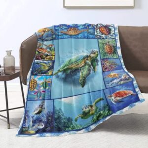 turtle blanket adult sea turtle blankets and throws for turtle lovers ocean animals coastal throw blanket for teen girls women soft lightweight flannel gifts blanket for couch sofa, 40''x50''