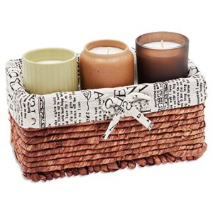 YUEHAPPY 5 Piece Brown Nesting Wicker Baskets with Liner for Storage, Woven Lined Bins for Organizing Closet Shelves,3 Sizes