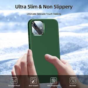 Dssairo [5 in 1 for iPhone 12 Mini case 5.4, with 2 Pack Screen Protector + 2 Pack Camera Lens Protector, Liquid Silicone Slim Shockproof Protective Phone Case [Microfiber Lining] (Alpine Green)…