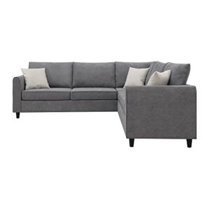 WILLIAMSPACE 88"×88" Sectional Sofa for Living Room, 5 Seat L Shape Sofa Couch with 3 Pillows, Upholstered Modular Fabric Sofa - Grey