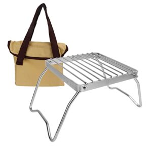portable camping grill grate,campfire grill, folding campfire grill stainless steel collapsible camping stove grate rack net for barbecue picnic camping backpacking