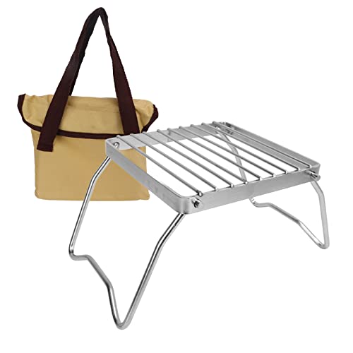 Portable Camping Grill Grate,Campfire Grill, Folding Campfire Grill Stainless Steel Collapsible Camping Stove Grate Rack Net for Barbecue Picnic Camping Backpacking