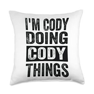 funny irony quotes and sarcastic weird fun sayings cody things-funny coding nerd throw pillow, 18x18, multicolor
