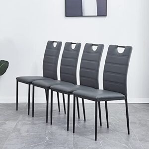 majnesvon a set of 4 leather dining chairs with cushion and high back, painted metal legs, suitable for dining room,kitchen,restaurant (light grey)