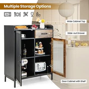 Giantex Buffet Sideboard, Industrial Cupboard with 2 Cabinets and 1 Drawer, Multipurpose Wooden Kitchen Coffee Bar Station for Living Room Hallway