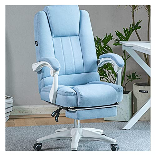 XBWEI Fabric Computer Chair Soft Office Chair Reclining Girl Cotton Chair 360 Degree Rotating Game Chair Rest Chair