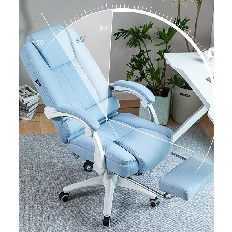 XBWEI Fabric Computer Chair Soft Office Chair Reclining Girl Cotton Chair 360 Degree Rotating Game Chair Rest Chair