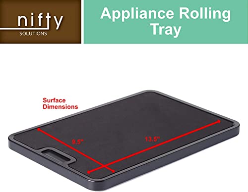 Nifty Small & Medium Appliance Rolling Tray - Black, Home Kitchen Counter Organizer, Integrated Rolling System, Non-Slip Pad Top for Coffee Maker, Stand Mixer, Blender, Toaster