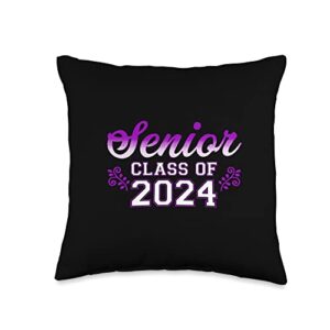 senior 2024 class of 2024 designs gift class senior 2024 throw pillow, 16x16, multicolor