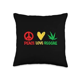 reggae music i jamaica reggae i reggae lover peace love rasta i rastafari i jamaican reggae throw pillow, 16x16, multicolor
