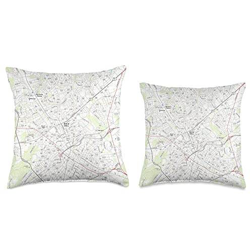 Football City USA South Carolina Rock Hill SC Map (2017) Throw Pillow, 16x16, Multicolor