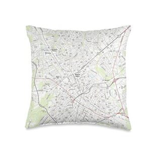 football city usa south carolina rock hill sc map (2017) throw pillow, 16x16, multicolor