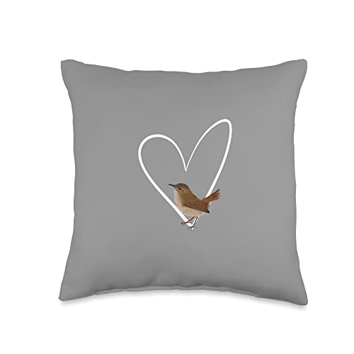 jz.birds Wren Bird Birdlover Birdwatcher Animal Biologist Throw Pillow, 16x16, Multicolor