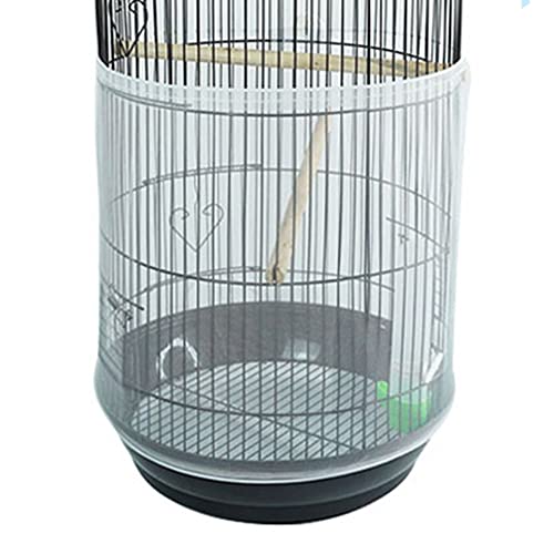 lasenersm 1 Piece Bird Cage Cover Birdcage Cover Bird Cage Seed Catcher Birdcage Seed Catcher Parrot Nylon Mesh Net Cover Seed Catcher Guard Net Cover(Girth 46 inch to 67 inch, White)