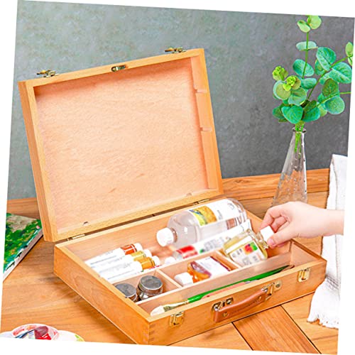 Ciieeo 1pc box Collection Clasp DIY Pigment Khaki Jewelry Locking Household Students Case Colored Trunks Projects Painting Natural Delicate Storage Stash Wood Supplies Empty Lid Artist