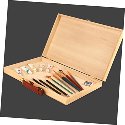 Ciieeo 1pc box Collection Clasp DIY Pigment Khaki Jewelry Locking Household Students Case Colored Trunks Projects Painting Natural Delicate Storage Stash Wood Supplies Empty Lid Artist