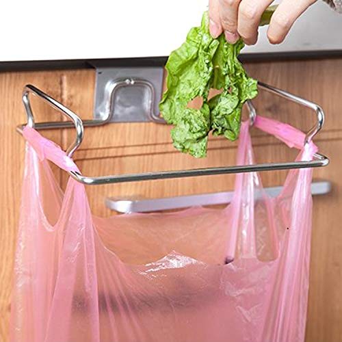 LITTLA 2 Pcs Large Stainless Steel Trash Bag Holder for Kitchen Cabinets Doors and Cupboards, Under Sink Bag Holder, Garbage Bag Holder, Kitchen Waste Can, Kitchen Trash Cans, Silver