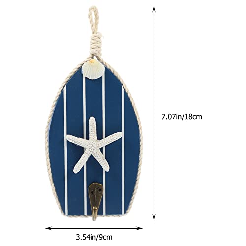 STOBOK Wall Hanging Decor Nautical Wall Hook Hanger Wood Boat Shape Storage Hook Decorative Hand Towel Rack Heavy Duty Key Holder for Coastal Bathroom Bedroom Kitchen Blue Hanger Hooks