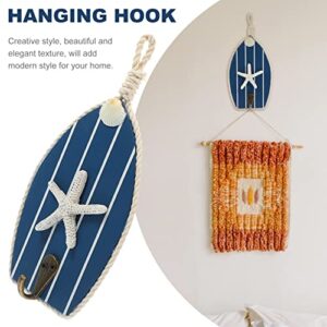 STOBOK Wall Hanging Decor Nautical Wall Hook Hanger Wood Boat Shape Storage Hook Decorative Hand Towel Rack Heavy Duty Key Holder for Coastal Bathroom Bedroom Kitchen Blue Hanger Hooks