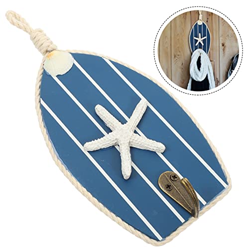 STOBOK Wall Hanging Decor Nautical Wall Hook Hanger Wood Boat Shape Storage Hook Decorative Hand Towel Rack Heavy Duty Key Holder for Coastal Bathroom Bedroom Kitchen Blue Hanger Hooks