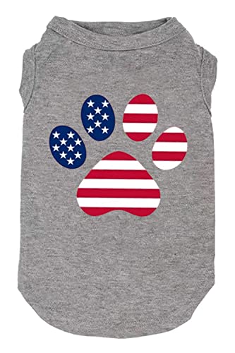 weokwock Dog Clothes American Flag Printed for Dog Shirt Popsicle 4th of July Funny Graphic T Shirts Small Large Dog Sport Vest (Large, Grey02)
