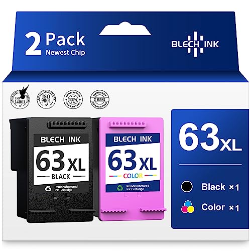 63XL Ink Cartridges Compatible Replacement for HP 63XL Ink Combo Pack Works with DeskJet 1112, 2130, 3630 Series, Envy 4510, 4520 and OfficeJet 3830, 4650