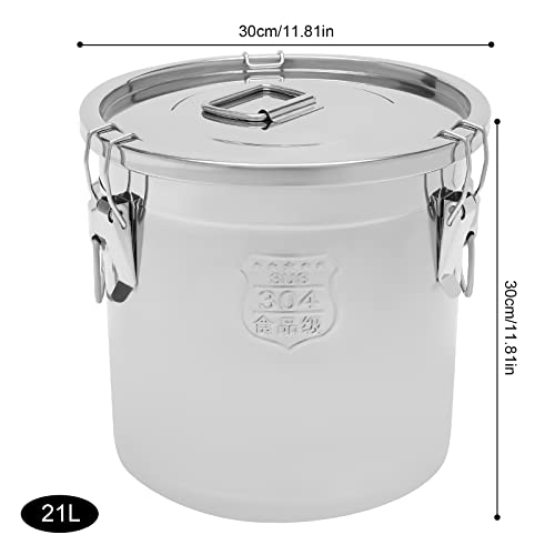 NG NOPTEG 21L Stainless Steel Airtight Canister for Kitchen, Rice Cereal Grain Canisters Container for Household Kitchen Food Bean Flour Oil Sugar Milk Cookie Storager Bucket w/Handles+Lid