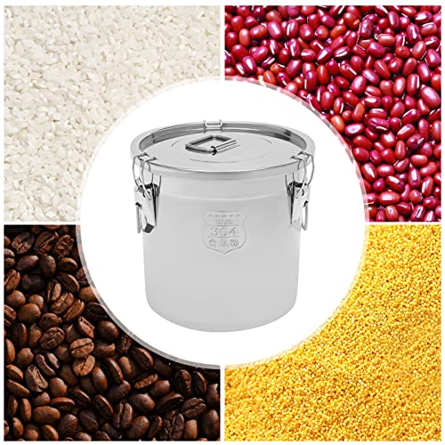 NG NOPTEG 21L Stainless Steel Airtight Canister for Kitchen, Rice Cereal Grain Canisters Container for Household Kitchen Food Bean Flour Oil Sugar Milk Cookie Storager Bucket w/Handles+Lid