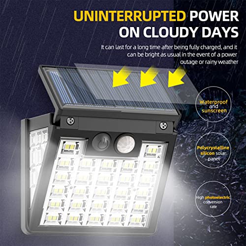 Solar Lights Outdoor Waterproof, Solar Street Light Ip65 Waterproof Outdoor Solar Powered with Motion Sensor Led Floods Light for Parking Lot, Drive-Way