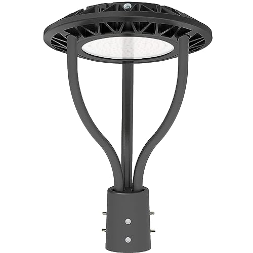 LED Post Top Light with Photocell Dusk to Dawn, 20W-30W-40W-60W Power Tunable,3CCT 3000K-4000K-5000K LED Circular Street Area Pole Light, for Courtyard Garden Street Lighting IP65 DLC&ETL Listed