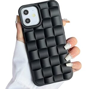 Ginkgonut Compatible with iPhone 12 Case or iPhone 12 Pro Case for Women/Girls, Cute 3D Laid Desgin Soft Silicone Shockproof Raised Bumper Corners Case for iPhone 12 / iPhone 12 Pro （Black）