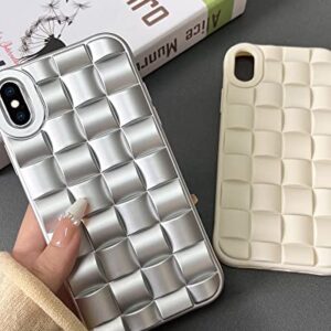 Ginkgonut Compatible with iPhone X/XS Case for Women/Girls, Cute 3D Laid Desgin Soft Silicone Shockproof Raised Bumper Corners Case for iPhone X/XS（Silver）