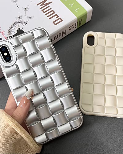 Ginkgonut Compatible with iPhone X/XS Case for Women/Girls, Cute 3D Laid Desgin Soft Silicone Shockproof Raised Bumper Corners Case for iPhone X/XS（Silver）