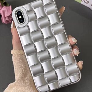 Ginkgonut Compatible with iPhone X/XS Case for Women/Girls, Cute 3D Laid Desgin Soft Silicone Shockproof Raised Bumper Corners Case for iPhone X/XS（Silver）