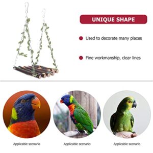 POPETPOP Bird Swing Perch Parrot Cage Hanging Toy Wooden Parrot Toy Wooden Cage Hammock Stands for Parakeets Cockatiels Conures Macaws Finches Accessory