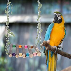 POPETPOP Bird Swing Perch Parrot Cage Hanging Toy Wooden Parrot Toy Wooden Cage Hammock Stands for Parakeets Cockatiels Conures Macaws Finches Accessory