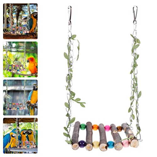 POPETPOP Bird Swing Perch Parrot Cage Hanging Toy Wooden Parrot Toy Wooden Cage Hammock Stands for Parakeets Cockatiels Conures Macaws Finches Accessory