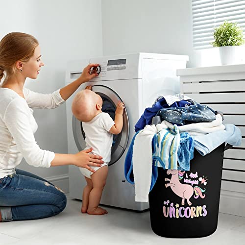 Unique Unicorn Large Laundry Basket Hamper Bag Washing with Handles for College Dorm Portable