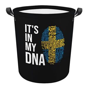 it's in my dna sweden flag large laundry basket hamper bag washing with handles for college dorm portable
