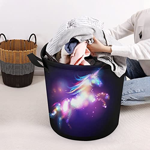 Fantasy Unicorn Large Laundry Basket Hamper Bag Washing with Handles for College Dorm Portable
