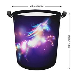 Fantasy Unicorn Large Laundry Basket Hamper Bag Washing with Handles for College Dorm Portable