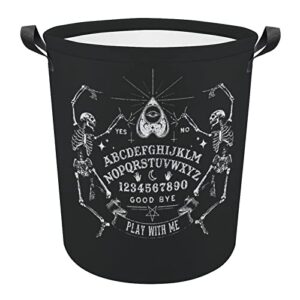 black gothic skeleton magic witch ouija board large laundry basket hamper bag washing with handles for college dorm portable