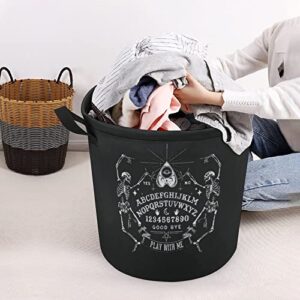 Black Gothic Skeleton Magic Witch Ouija Board Large Laundry Basket Hamper Bag Washing with Handles for College Dorm Portable