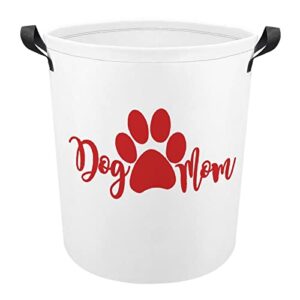 Dog Mom Large Laundry Basket Hamper Bag Washing with Handles for College Dorm Portable