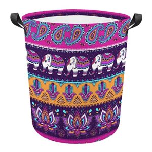 paisley hamsa and indian elephant large laundry basket hamper bag washing with handles for college dorm portable