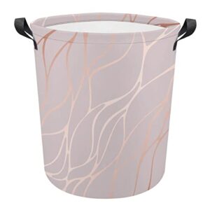 rose gold marble pattern printing large laundry basket hamper bag washing with handles for college dorm portable