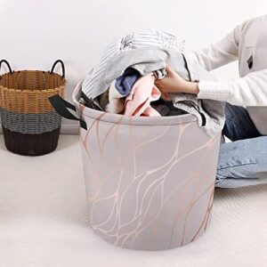 Rose Gold Marble Pattern Printing Large Laundry Basket Hamper Bag Washing with Handles for College Dorm Portable