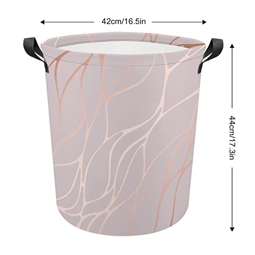 Rose Gold Marble Pattern Printing Large Laundry Basket Hamper Bag Washing with Handles for College Dorm Portable