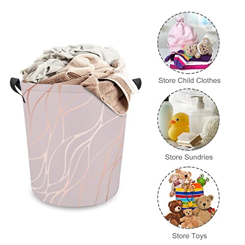 Rose Gold Marble Pattern Printing Large Laundry Basket Hamper Bag Washing with Handles for College Dorm Portable