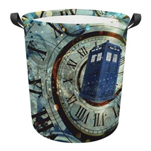 doctor dr who police box mice large laundry basket hamper bag washing with handles for college dorm portable